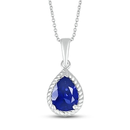 Blue Lab-Created Sapphire Rope Necklace Sterling Silver 18"