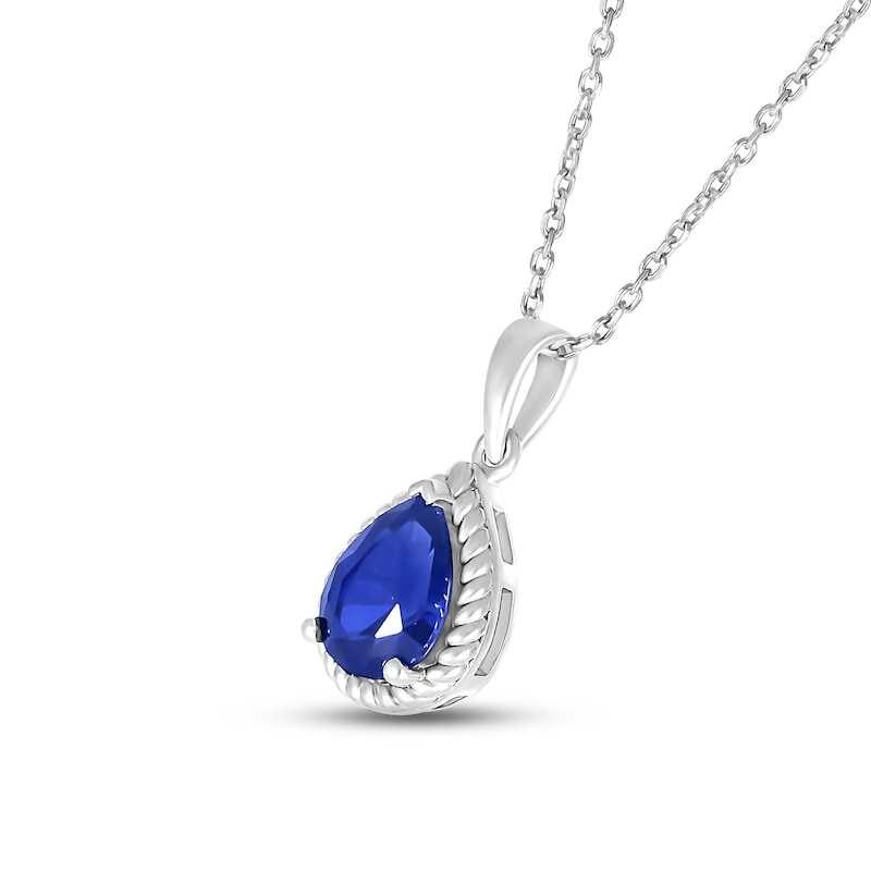 Main Image 2 of Blue Lab-Created Sapphire Rope Necklace Sterling Silver 18"