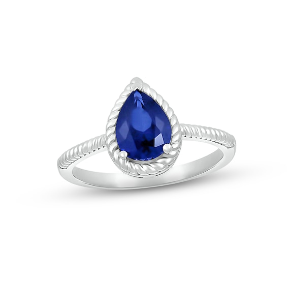 Blue Lab-Created Sapphire Rope Ring Sterling Silver