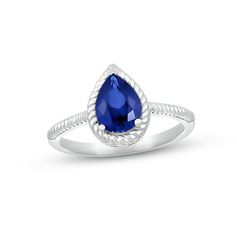 Blue Lab-Created Sapphire Rope Ring Sterling Silver