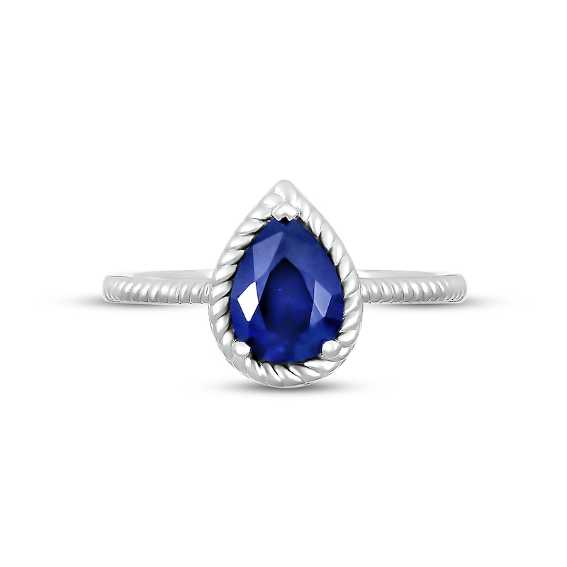 Blue Lab-Created Sapphire Rope Ring Sterling Silver