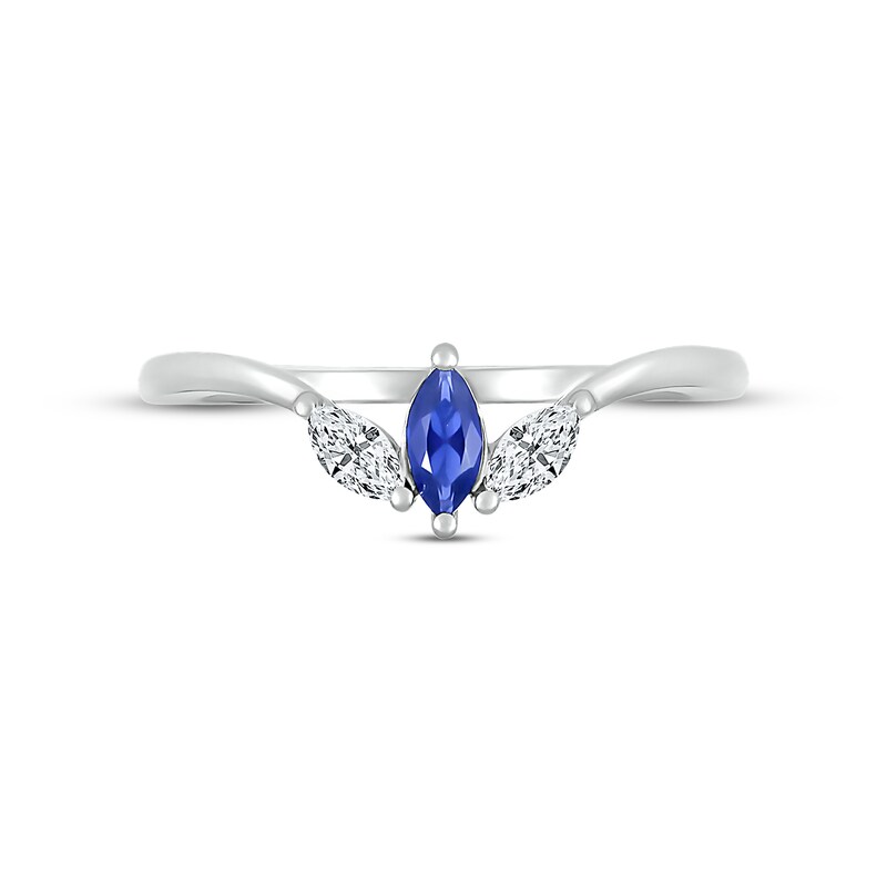 Main Image 2 of Blue & White Lab-Created Sapphire Ring Sterling Silver