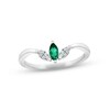 Thumbnail Image 1 of Lab-Created Emerald & White Lab-Created Sapphire Three-Stone Ring Sterling Silver