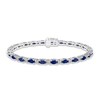 Blue & White Lab-Created Sapphire Link Bracelet Sterling Silver 7.25"