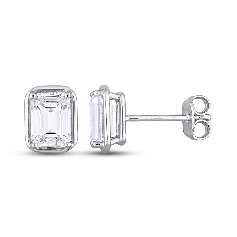 Main Image 1 of White Lab-Created Sapphire Earrings Sterling Silver