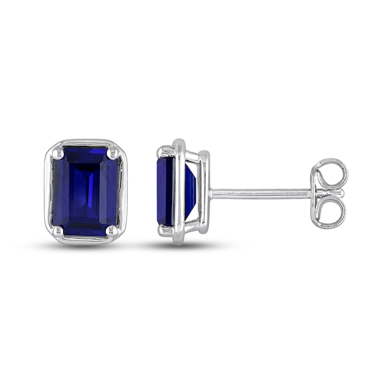 Blue Lab-Created Sapphire Earrings Sterling Silver