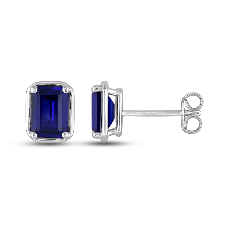Main Image 1 of Blue Lab-Created Sapphire Earrings Sterling Silver