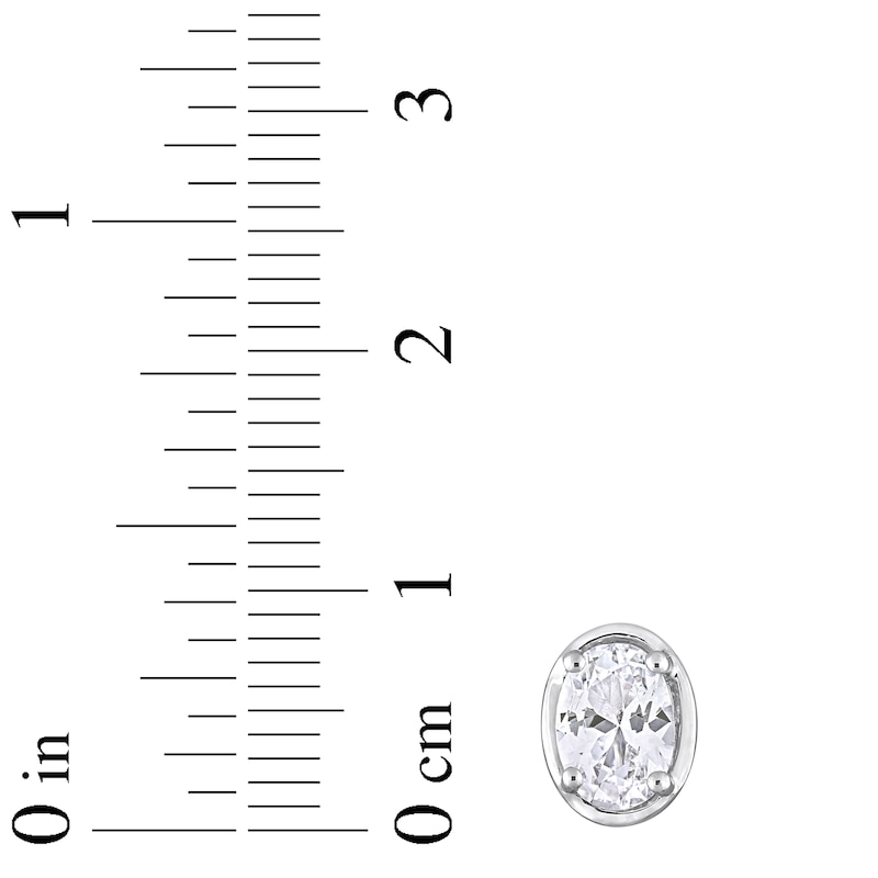 White Lab-Created Sapphire Oval Stud Earrings Sterling Silver