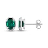 Thumbnail Image 0 of Lab-Created Emerald Oval Stud Earrings Sterling Silver