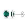 Thumbnail Image 1 of Lab-Created Emerald Oval Stud Earrings Sterling Silver