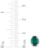 Thumbnail Image 1 of Lab-Created Emerald Oval Stud Earrings Sterling Silver