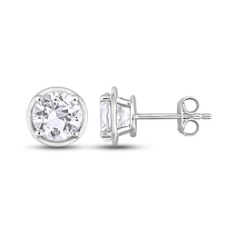 White Lab-Created Sapphire Stud Earrings Sterling Silver