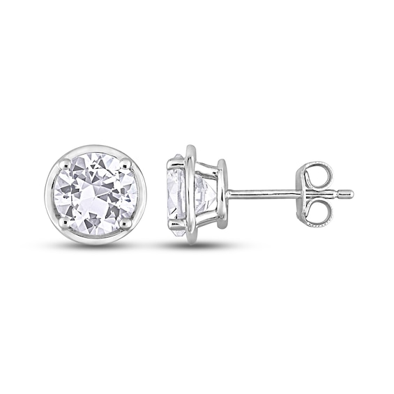 White Lab-Created Sapphire Stud Earrings Sterling Silver