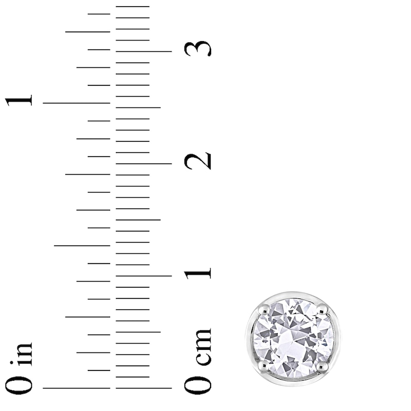 Main Image 2 of White Lab-Created Sapphire Stud Earrings Sterling Silver