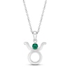 Lab-Created Emerald Taurus Zodiac Necklace Sterling Silver 18"