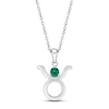 Thumbnail Image 1 of Lab-Created Emerald Taurus Zodiac Necklace Sterling Silver 18&quot;