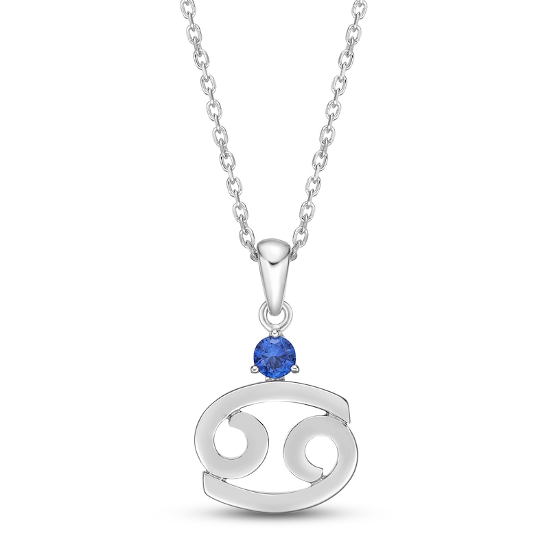 Main Image 1 of Blue Lab-Created Sapphire Cancer Zodiac Necklace Sterling Silver 18&quot;