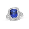 Thumbnail Image 1 of Blue & White Lab-Created Sapphire Cocktail Ring Sterling Silver