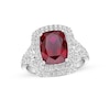 Thumbnail Image 1 of Lab-Created Ruby & White Lab-Created Sapphire Cocktail Ring Sterling Silver