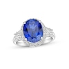 Thumbnail Image 1 of Blue & White Lab-Created Sapphire Cocktail Ring Sterling Silver