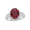 Thumbnail Image 0 of Lab-Created Ruby & White Lab-Created Sapphire Cocktail Ring Sterling Silver