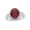 Thumbnail Image 1 of Lab-Created Ruby & White Lab-Created Sapphire Cocktail Ring Sterling Silver