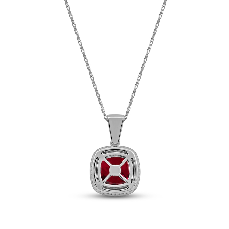 Lab-Created Diamonds by KAY & Lab-Created Ruby Necklace 1/4 ct tw Sterling Silver 18"