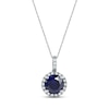 Thumbnail Image 0 of Lab-Created Diamonds by KAY & Blue Lab-Created Sapphire Necklace 1/4 ct tw Sterling Silver 18"