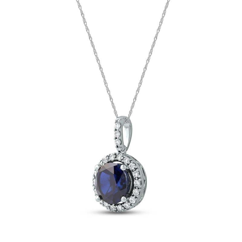 Lab-Created Diamonds by KAY & Blue Lab-Created Sapphire Necklace 1/4 ct tw Sterling Silver 18"