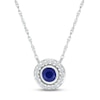 Thumbnail Image 1 of Blue & White Lab-Created Sapphire Bezel Circle Necklace Sterling Silver 18&quot;