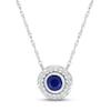 Thumbnail Image 0 of Blue & White Lab-Created Sapphire Bezel Circle Necklace Sterling Silver 18"