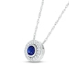 Blue & White Lab-Created Sapphire Bezel Circle Necklace Sterling Silver 18"