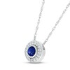 Thumbnail Image 1 of Blue & White Lab-Created Sapphire Bezel Circle Necklace Sterling Silver 18"