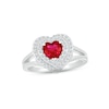 Lab-Created Ruby & White Lab-Created Sapphire Heart Boxed Set Sterling Silver