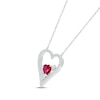 Thumbnail Image 1 of Lab-Created Ruby & White Lab-Created Sapphire Heart Necklace Sterling Silver 18"