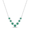 Thumbnail Image 0 of Lab-Created Emerald Bezel V Necklace Sterling Silver 18"