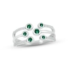 Thumbnail Image 0 of Lab-Created Emerald & White Lab-Created Sapphire Bezel Deconstructed Ring Sterling Silver