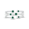 Thumbnail Image 1 of Lab-Created Emerald & White Lab-Created Sapphire Bezel Deconstructed Ring Sterling Silver