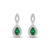 Thumbnail Image 1 of Lab-Created Emerald & White Lab-Created Sapphire Dangle Earrings Sterling Silver