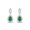 Thumbnail Image 2 of Lab-Created Emerald & White Lab-Created Sapphire Dangle Earrings Sterling Silver