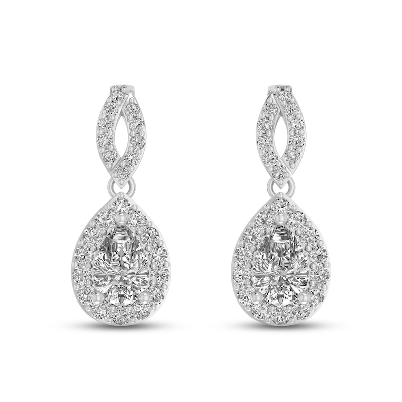 Main Image 2 of White Lab-Created Sapphire Dangle Earrings Sterling Silver