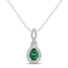 Thumbnail Image 1 of Lab-Created Emerald & White Lab-Created Sapphire Necklace Sterling Silver 18&quot;