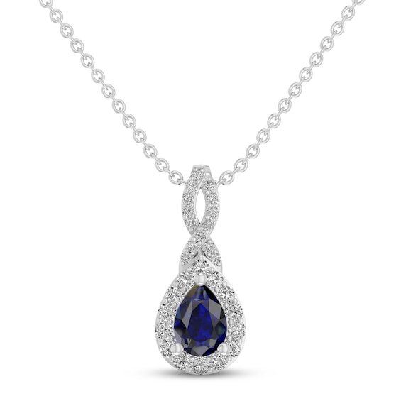 Blue & White Lab-Created Sapphire Necklace Sterling Silver 18"