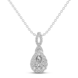 White Lab-Created Sapphire Necklace Sterling Silver 18"