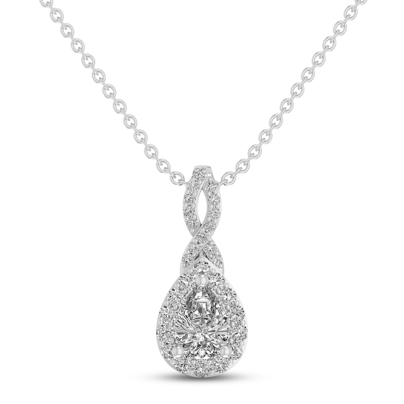 Main Image 1 of White Lab-Created Sapphire Necklace Sterling Silver 18&quot;