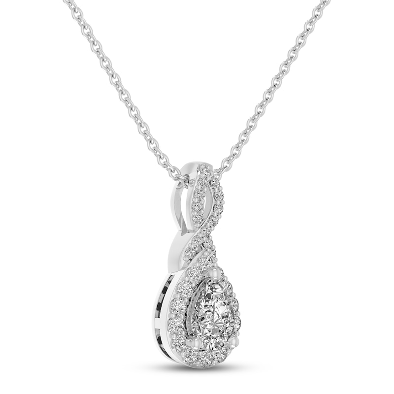 Main Image 2 of White Lab-Created Sapphire Necklace Sterling Silver 18&quot;