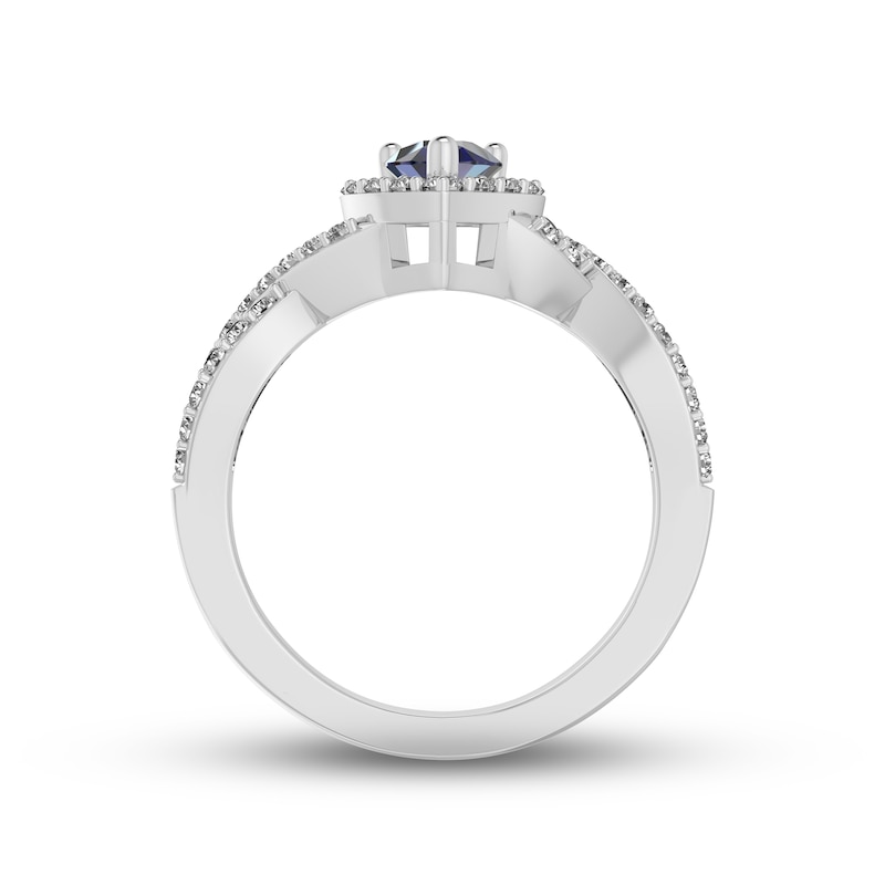 Blue & White Lab-Created Sapphire Ring Sterling Silver