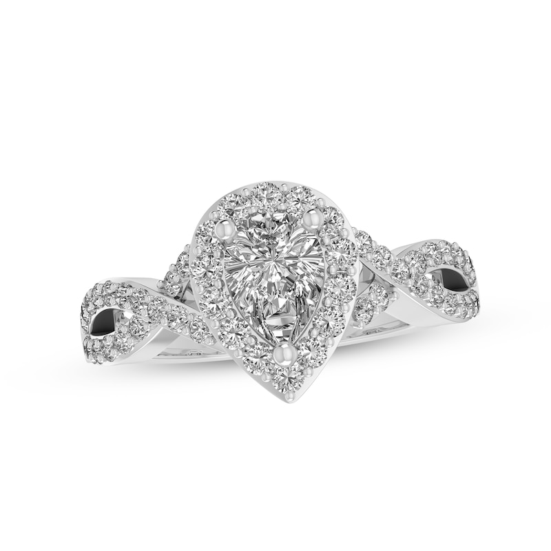 Main Image 1 of White Lab-Created Sapphire Ring Sterling Silver