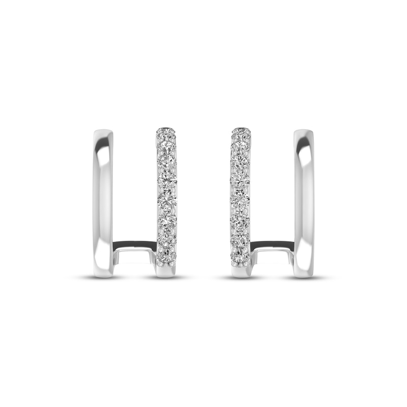 White Lab-Created Sapphire Double Hoop Earrings Sterling Silver