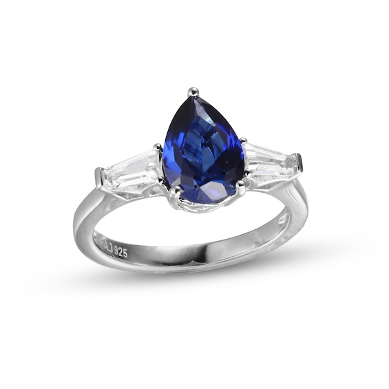 Blue & White Lab-Created Sapphire Ring Sterling Silver